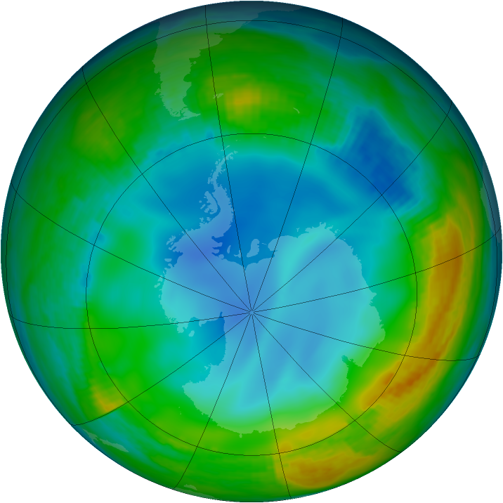 Antarctic ozone map for 12 June 1984